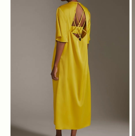 Anthropologie Pilcro Open Cross-back Kimono Golden Yellow Kaftan Front Tie O/S - Picture 14 of 14